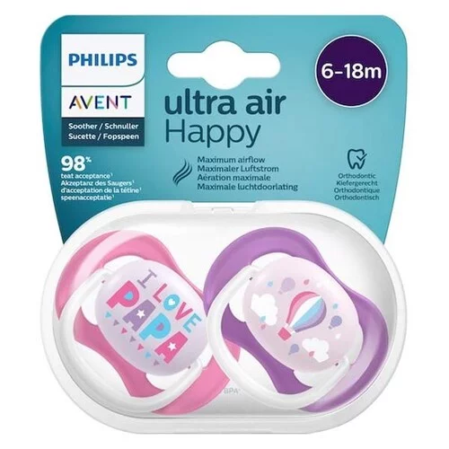 SCF080/04 sucettes Ultra Air 6-18M Girl love papa - Lot de 2