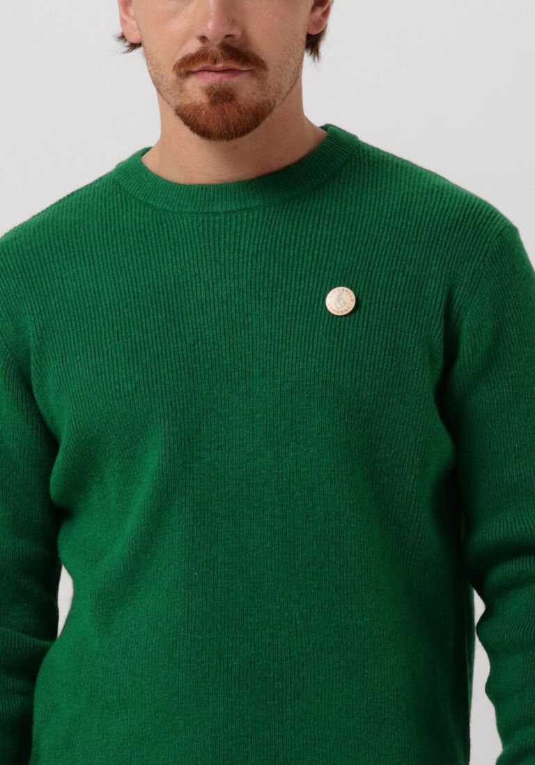 SCOTCH & SODA groene scotch & soda trui rib-knit wool-blend crewneck pullover