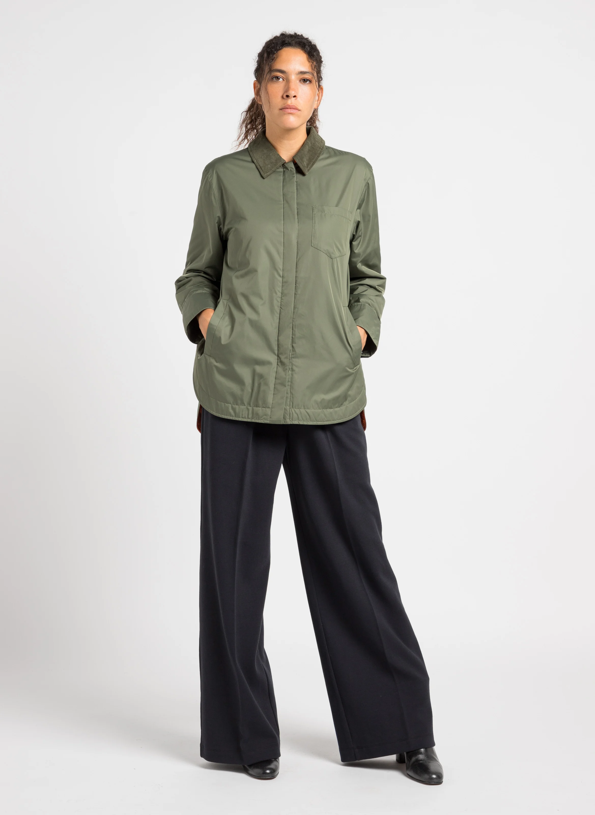 LIBRETTO - Veste col classique en velours| Kaki