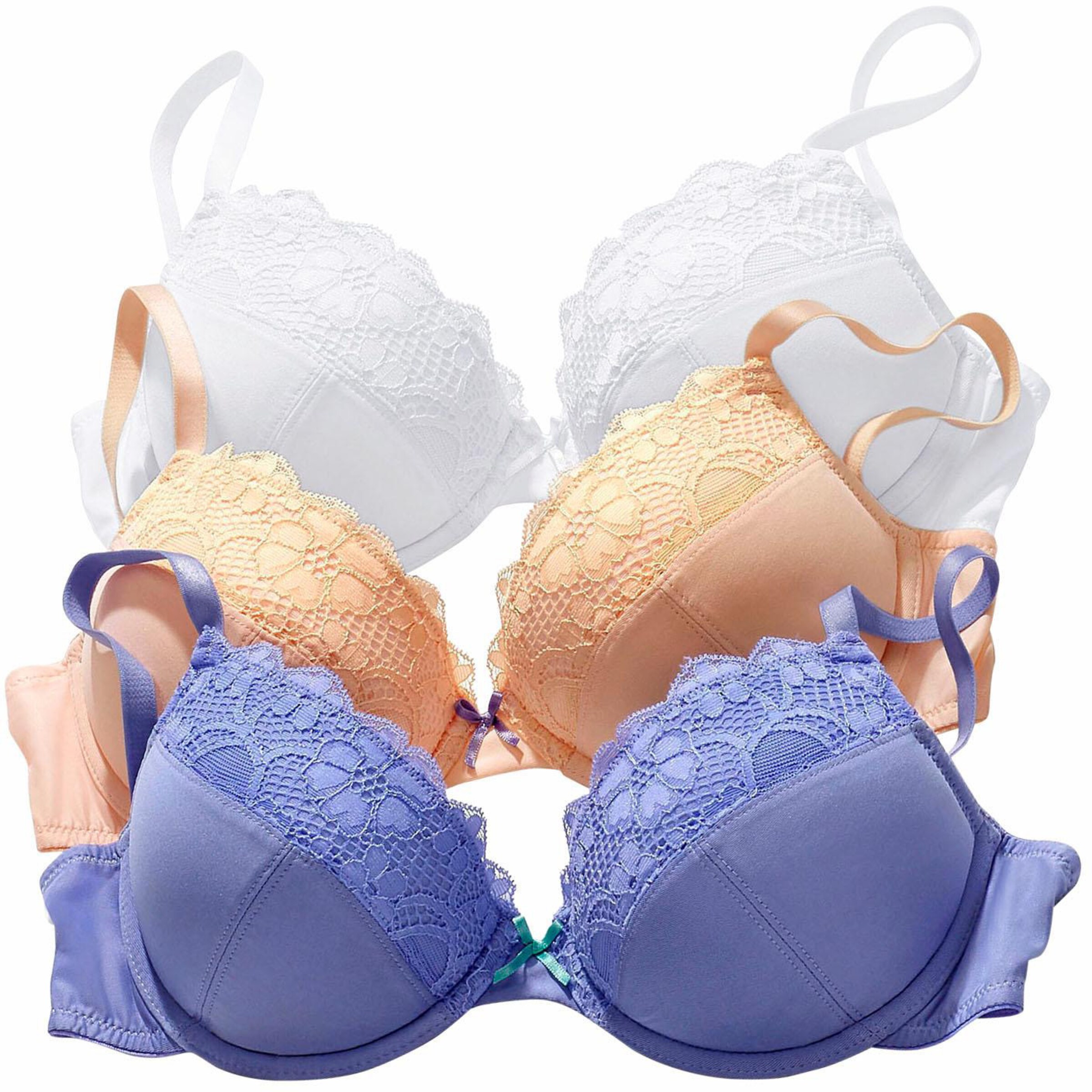 petite fleur Push-up-BH in lavendel+mandarine+weiß