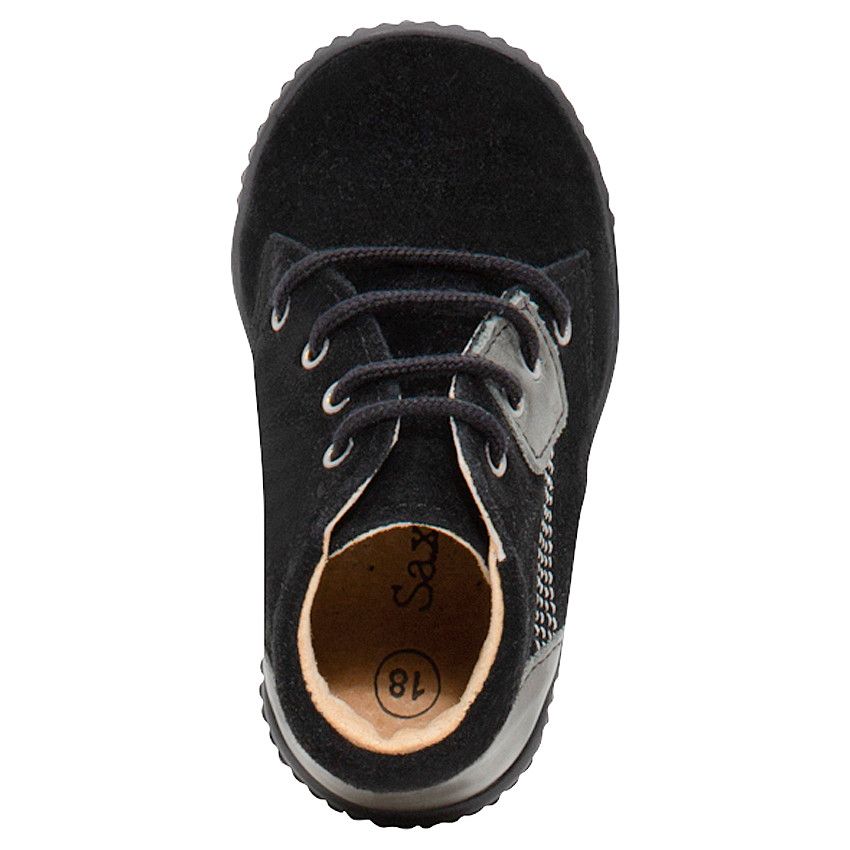Bottillons en cuir à lacets avec empiècements argentés