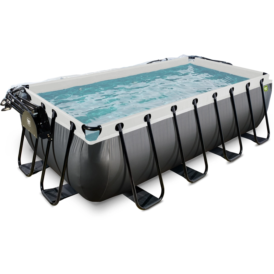 EXIT Black Leather Pool 400x200x100cm mit Sandfilterpumpe und Abdeckung - schwarz