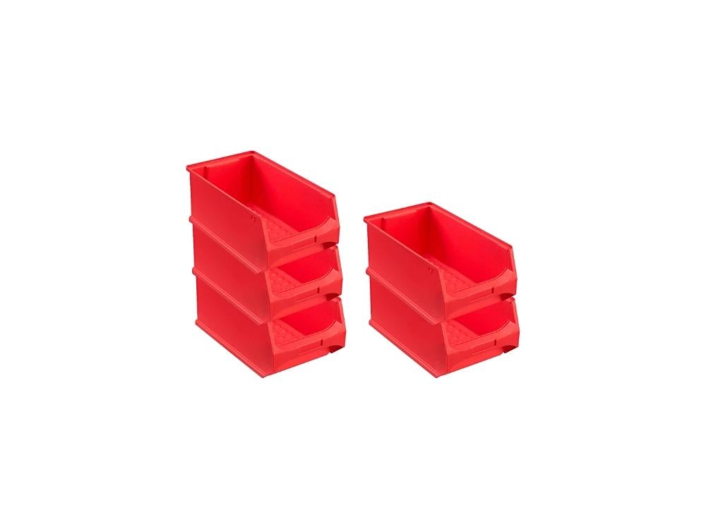 PROREGAL Value Set 5x Rode Opbergdoos 4,0 HxBxD 15 x 20 x 35 cm 7,2 Liter Opbergcontainer