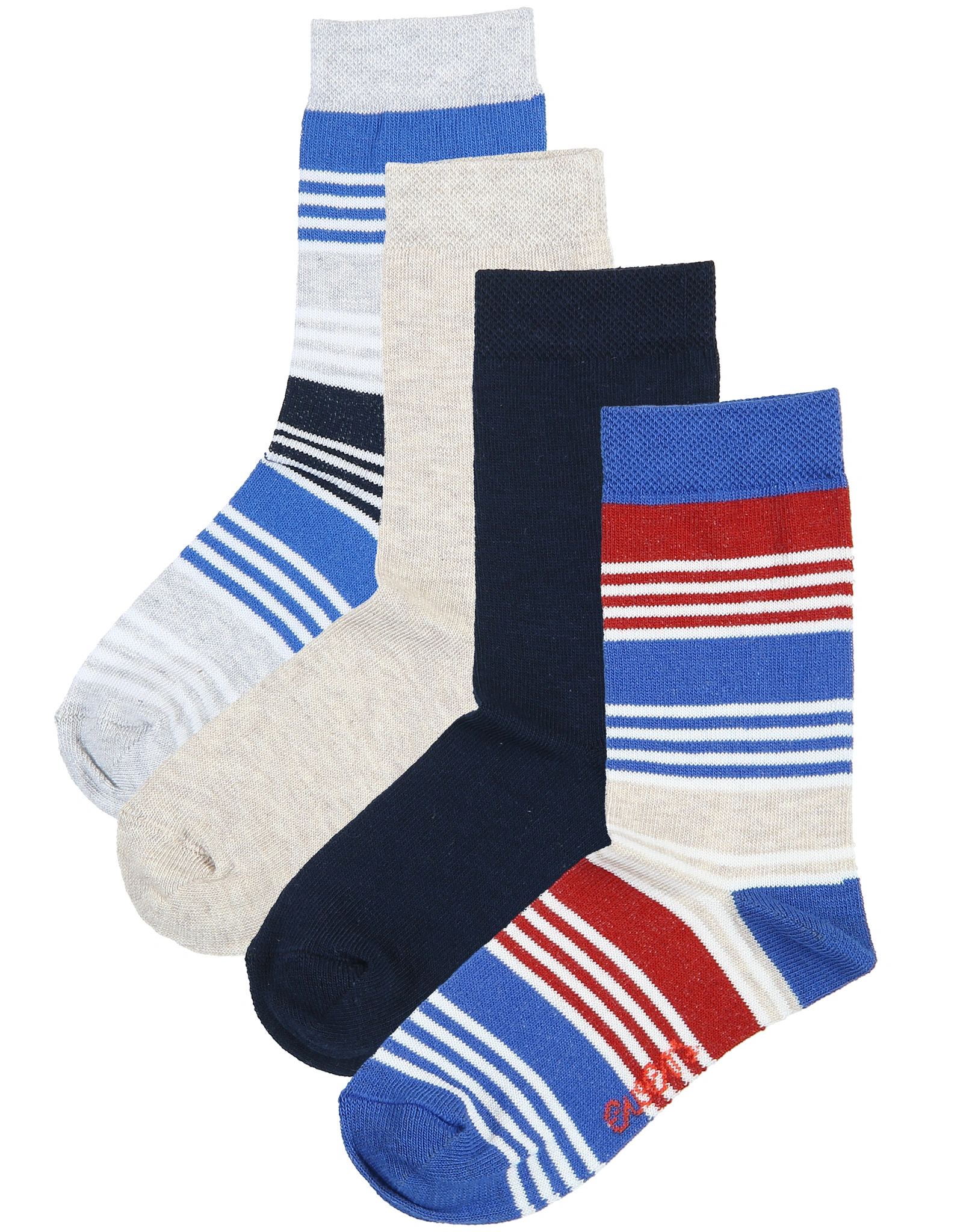 Strümpfe RINGEL - UNI  4er Pack in blau/beige