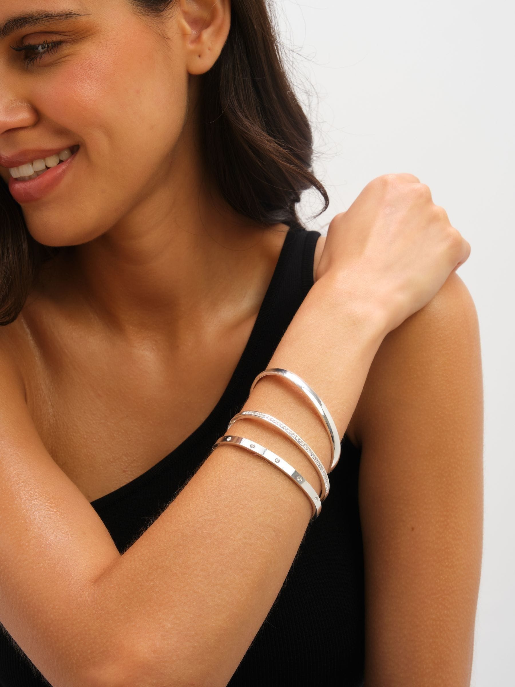 Verzilverd - Jon Richard Waterproof Crystal Polished Bangle