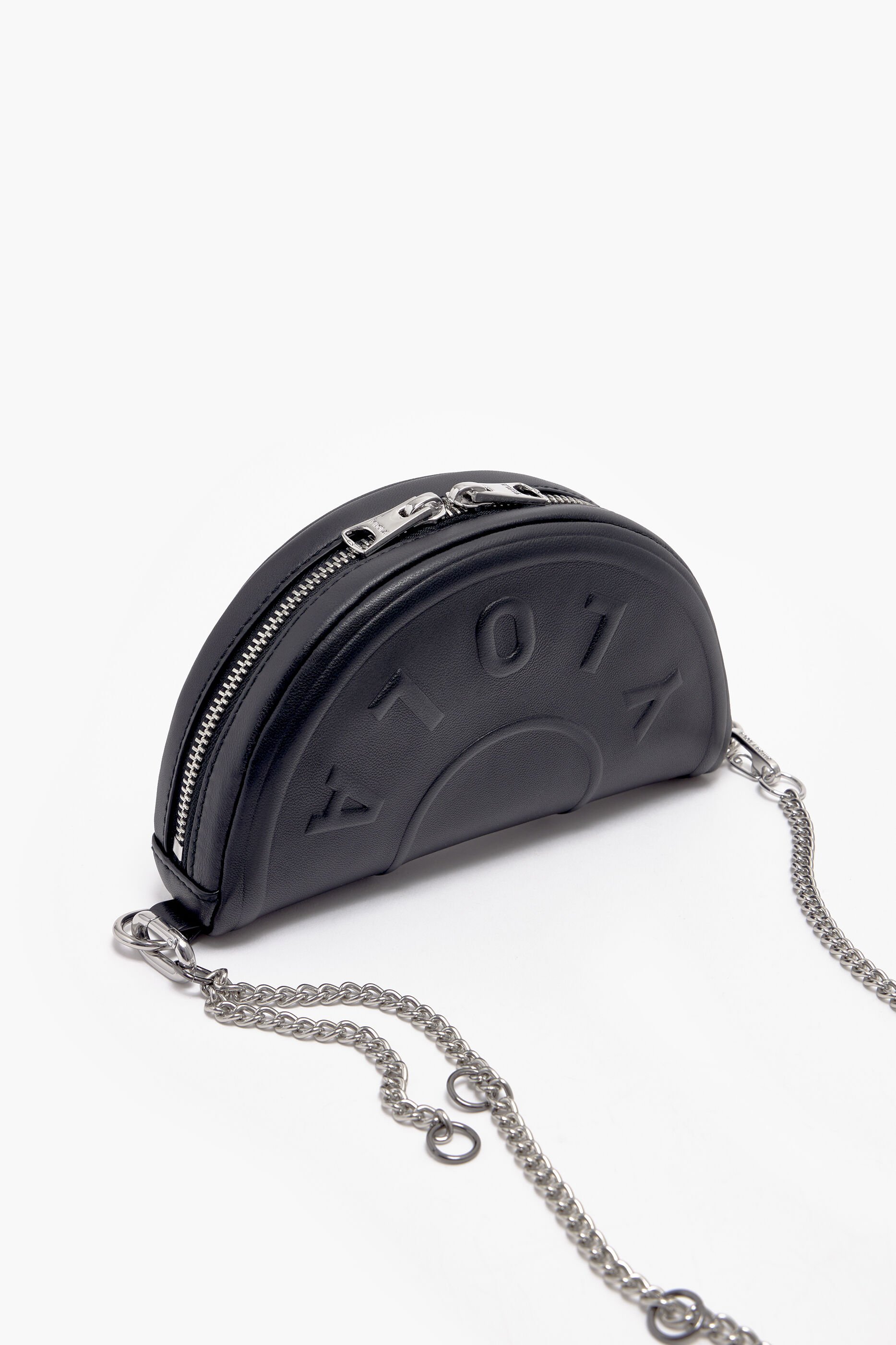 Bolsa de ombro XS Chimo em couro preto