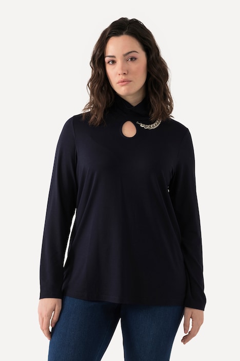 Shirt, Cut-Out, Kette, Stehkragen, Langarm