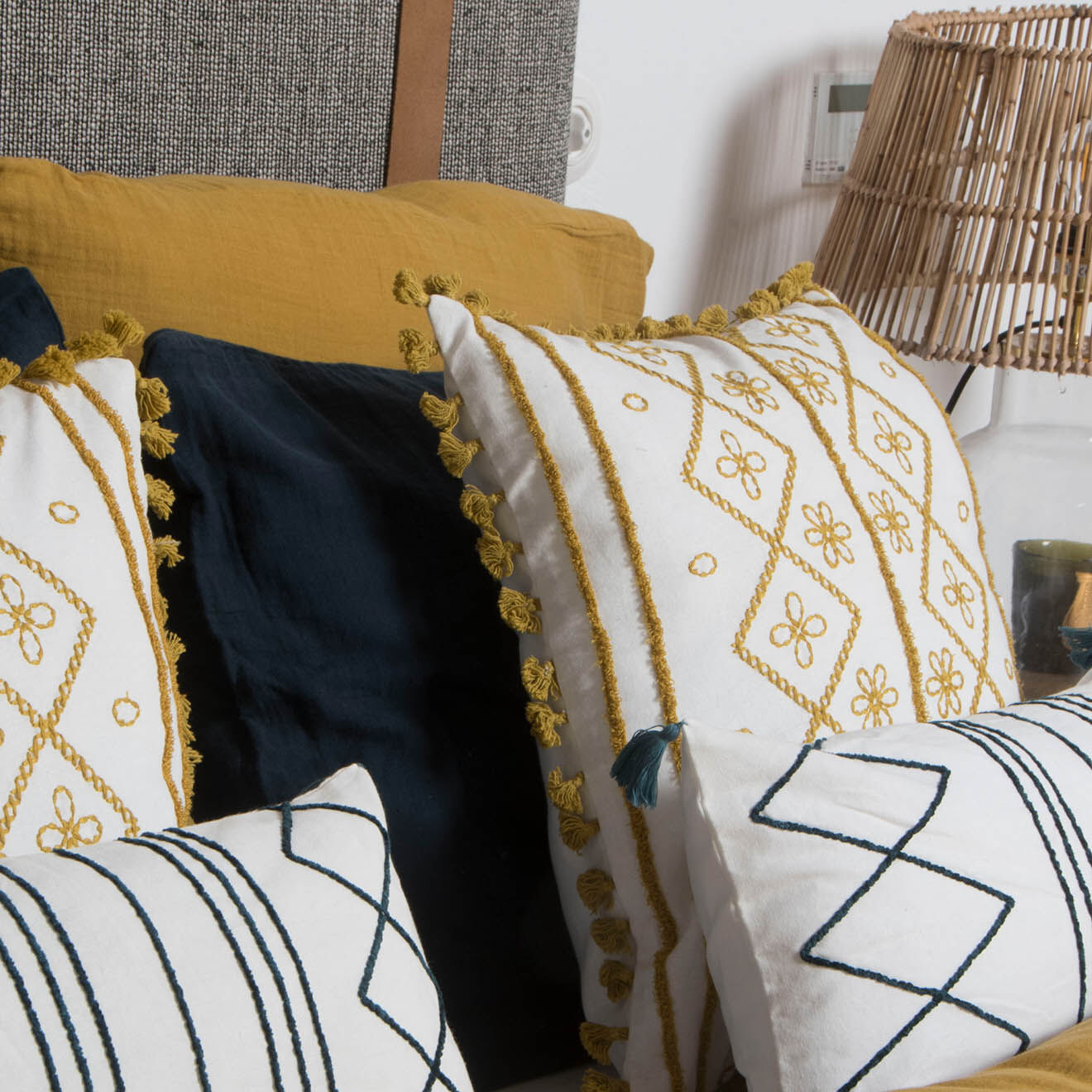 Febronie Housse de coussin Istanbul bleue - 50x30 cm