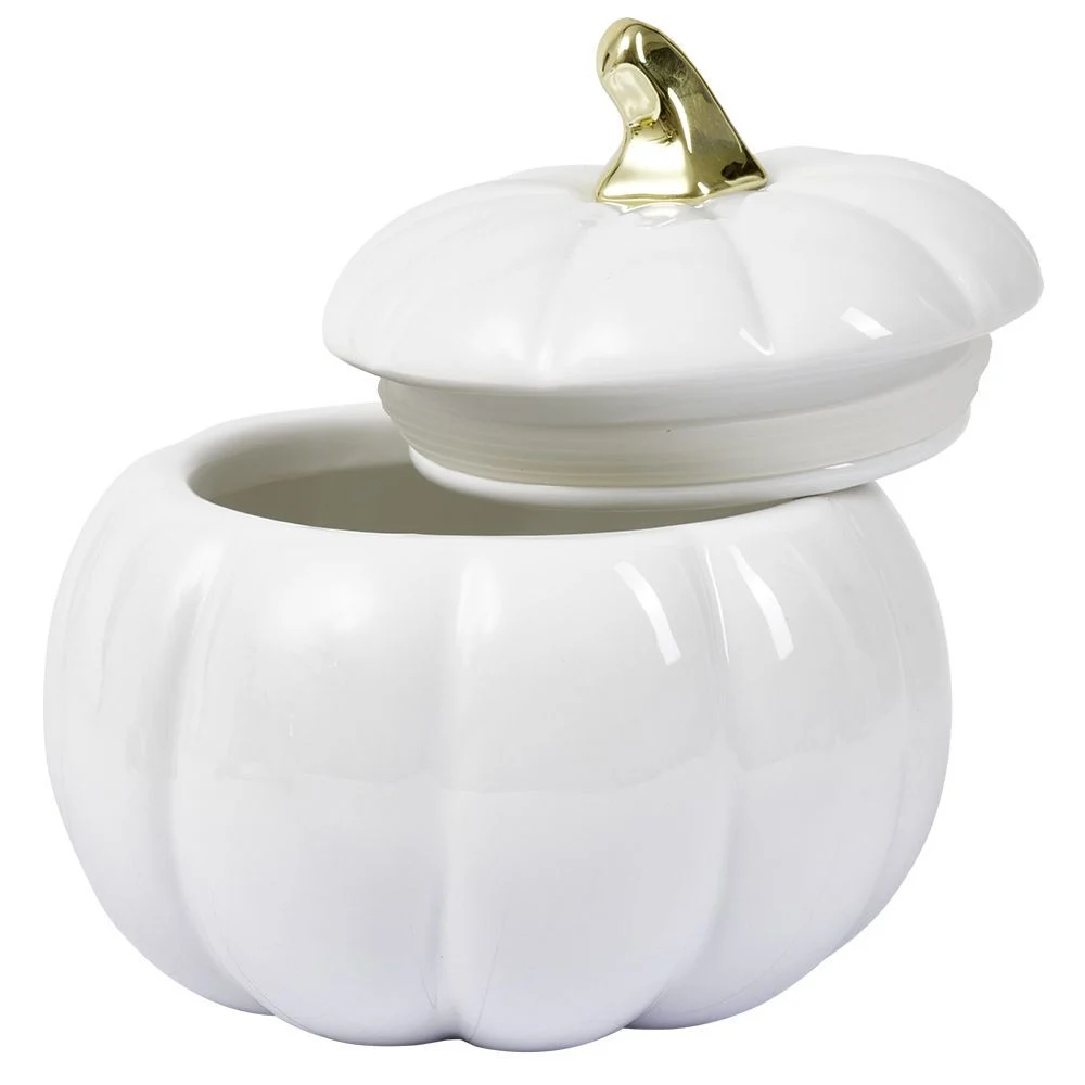 Bonbonnière Halloween forme citrouille porcelaine blanc Ø18 cm