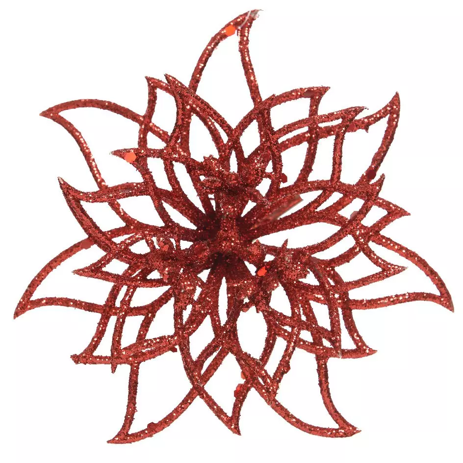 Poinsettia de Noël Chic sur clip (D14 cm) Rouge