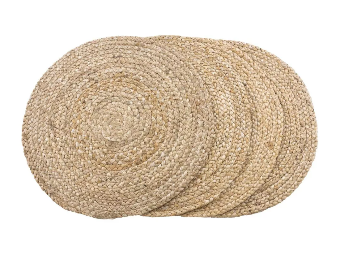 4 sets de table en jute tressée Ø 38 cm