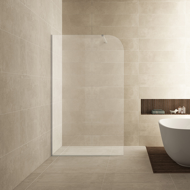 Mueller Curvello afgeronde glaswand 120x200cm met helder glas anti-kalk