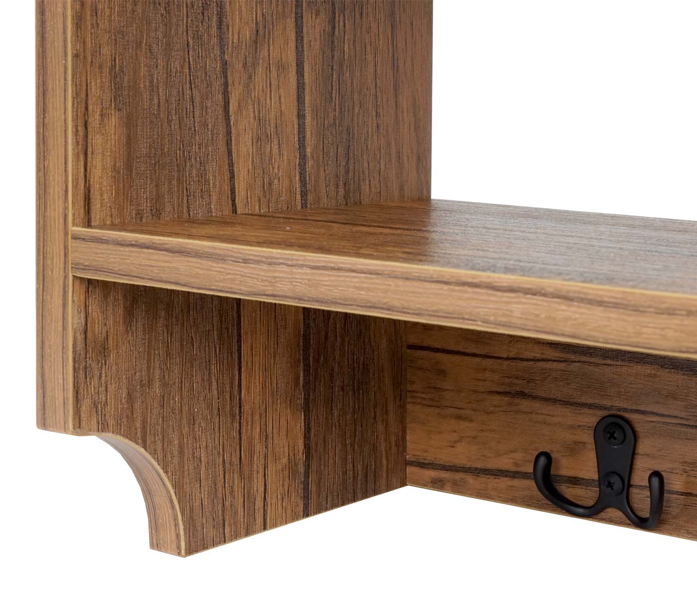Wandgarderobe MCW-C68, Garderobe Regal, 4 Haken 2 Regalfächer, 41x60x19cm 3D-Struktur ~ Wildeiche-Optik