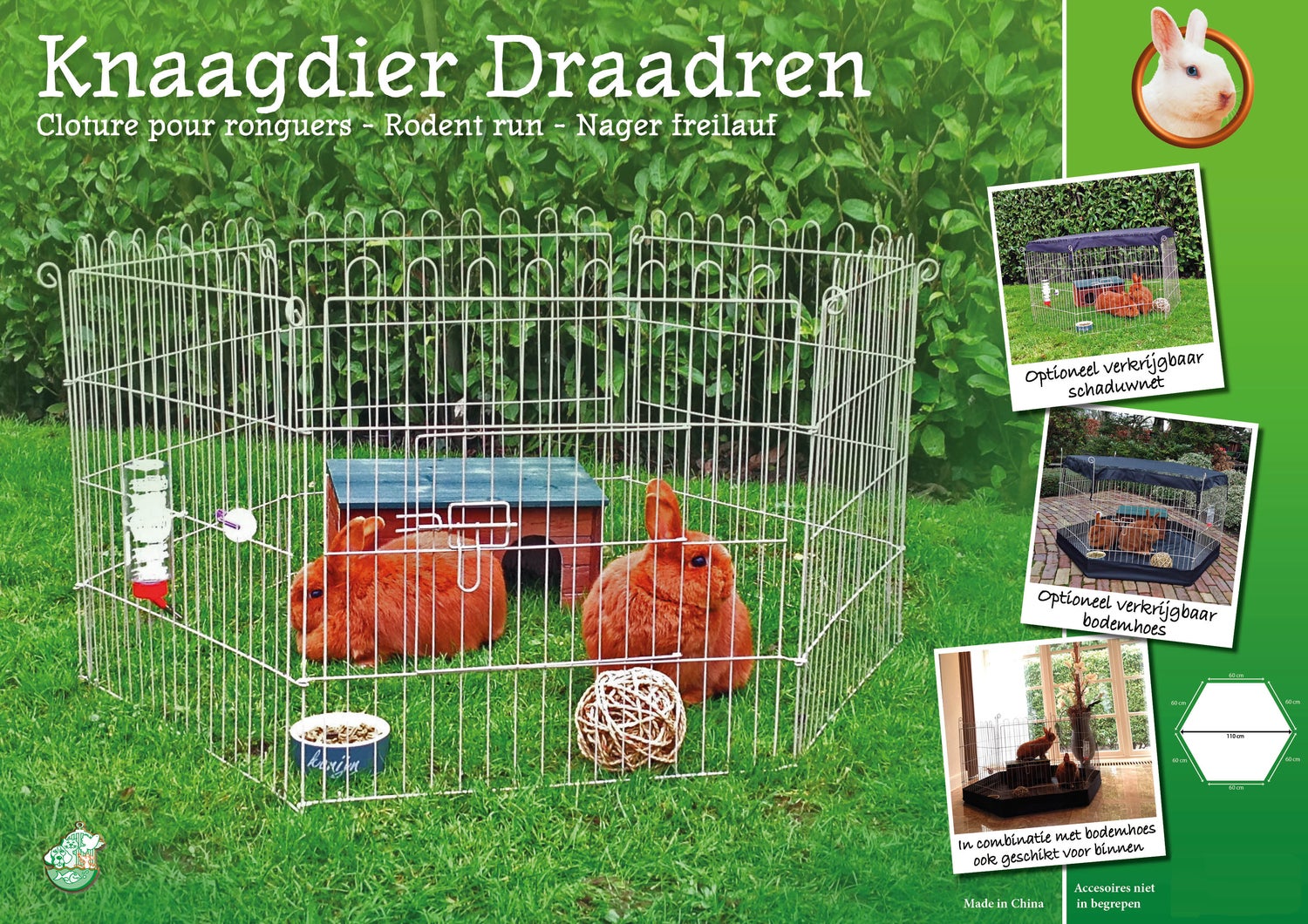 Boon konijnenren 6 panelen zilver 60 x 4 x 63,5 cm