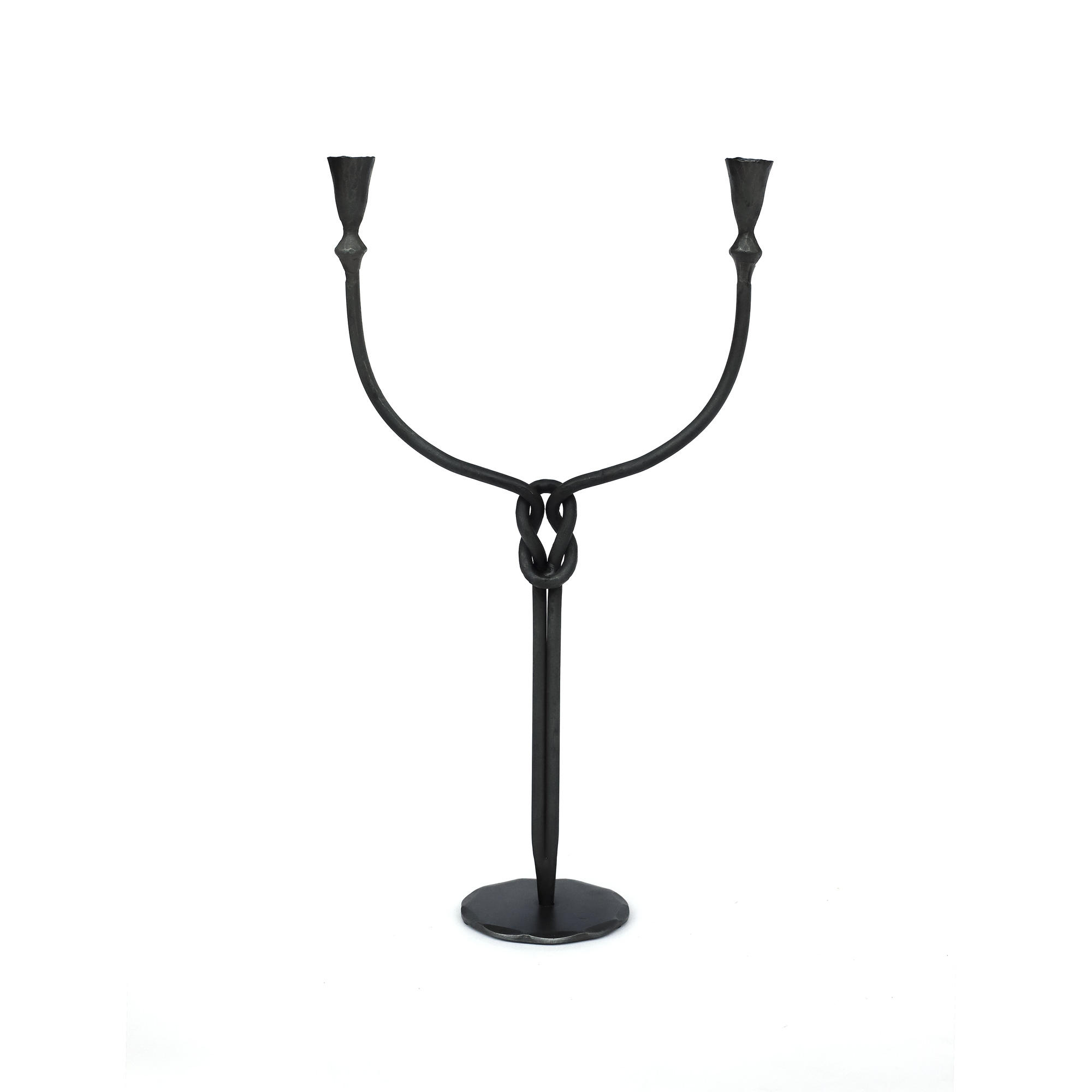 Kerzenständer aus Eisen, schwarz, H 45 cm, B 24 cm, L 10 cm von fischer's lagerhaus