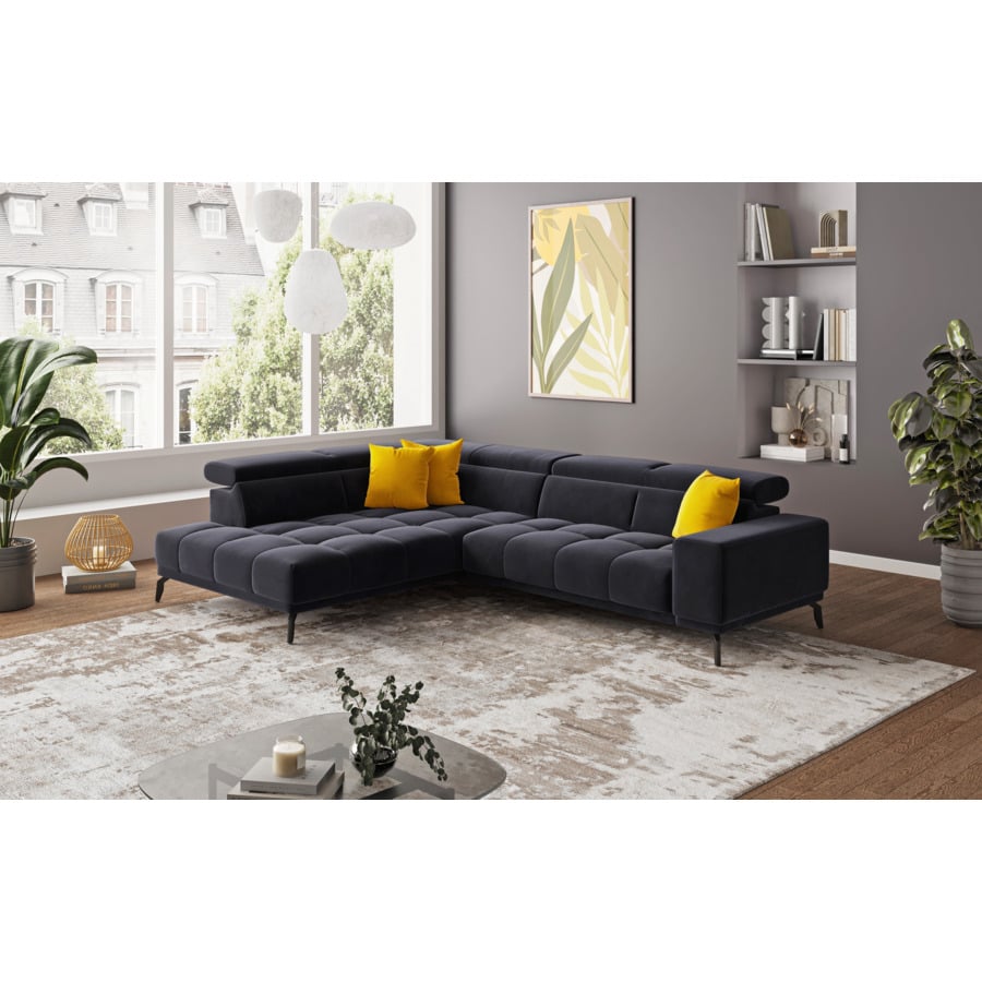 Ecksofa Jamba Stoff silber, Ottomane rechts
