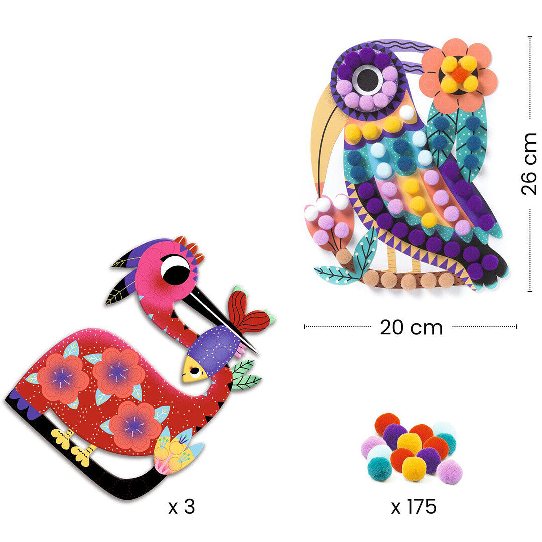 Djeco knutselset vogels en pompons