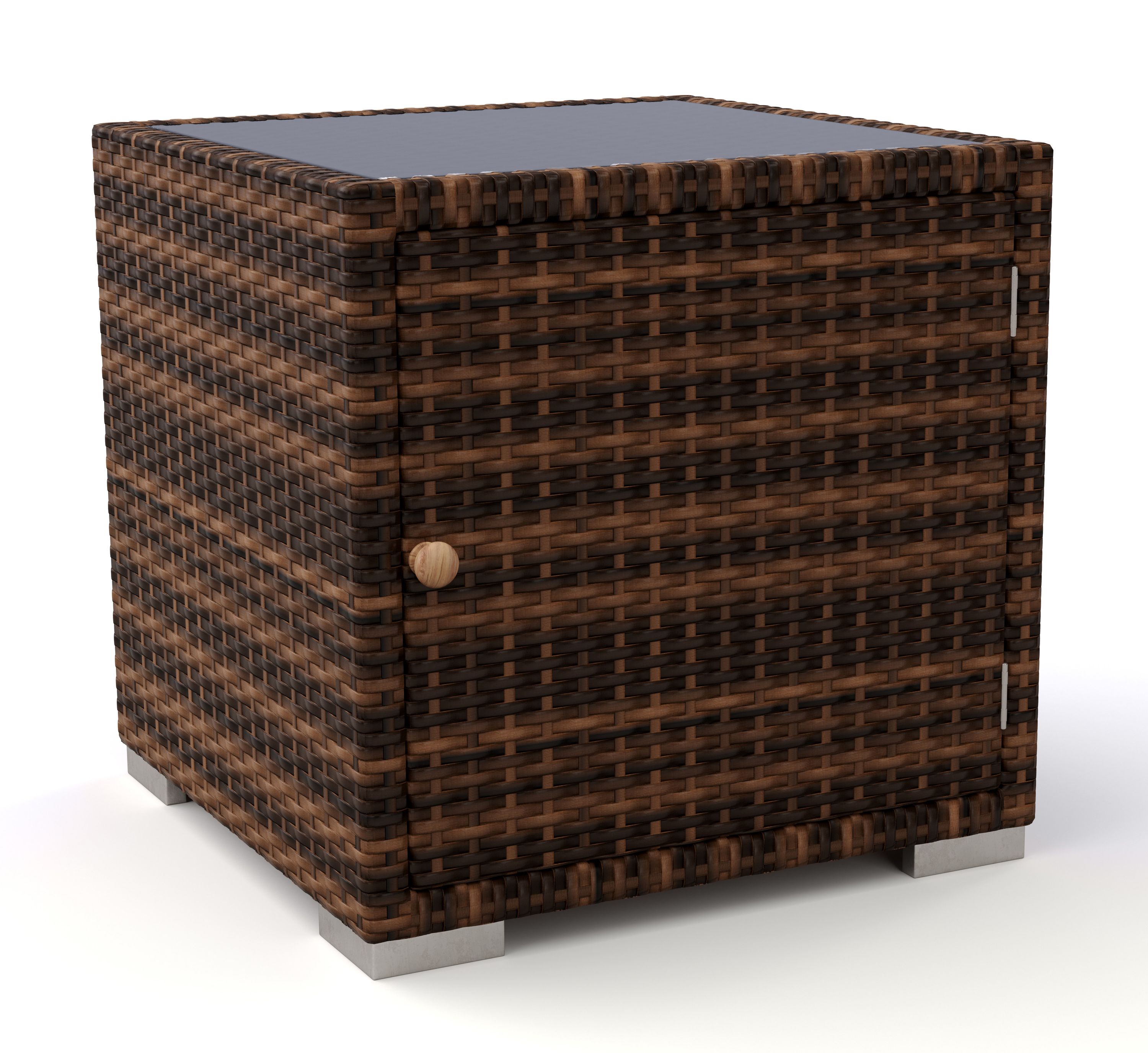 Liegestuhl Rattan BILBAO braun/weiss Set 3-teilig