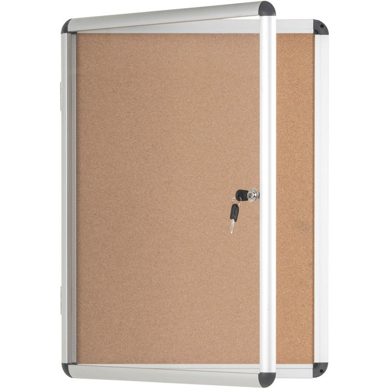 Vitrine intérieure fond liège porte battante cadre aluminium Bi-Office Enclore - 4 feuilles