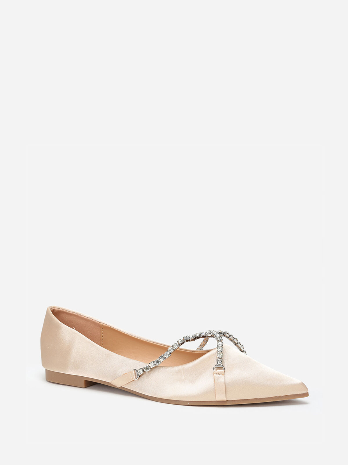 Ballerines pointues satinées et strass- Doré rose