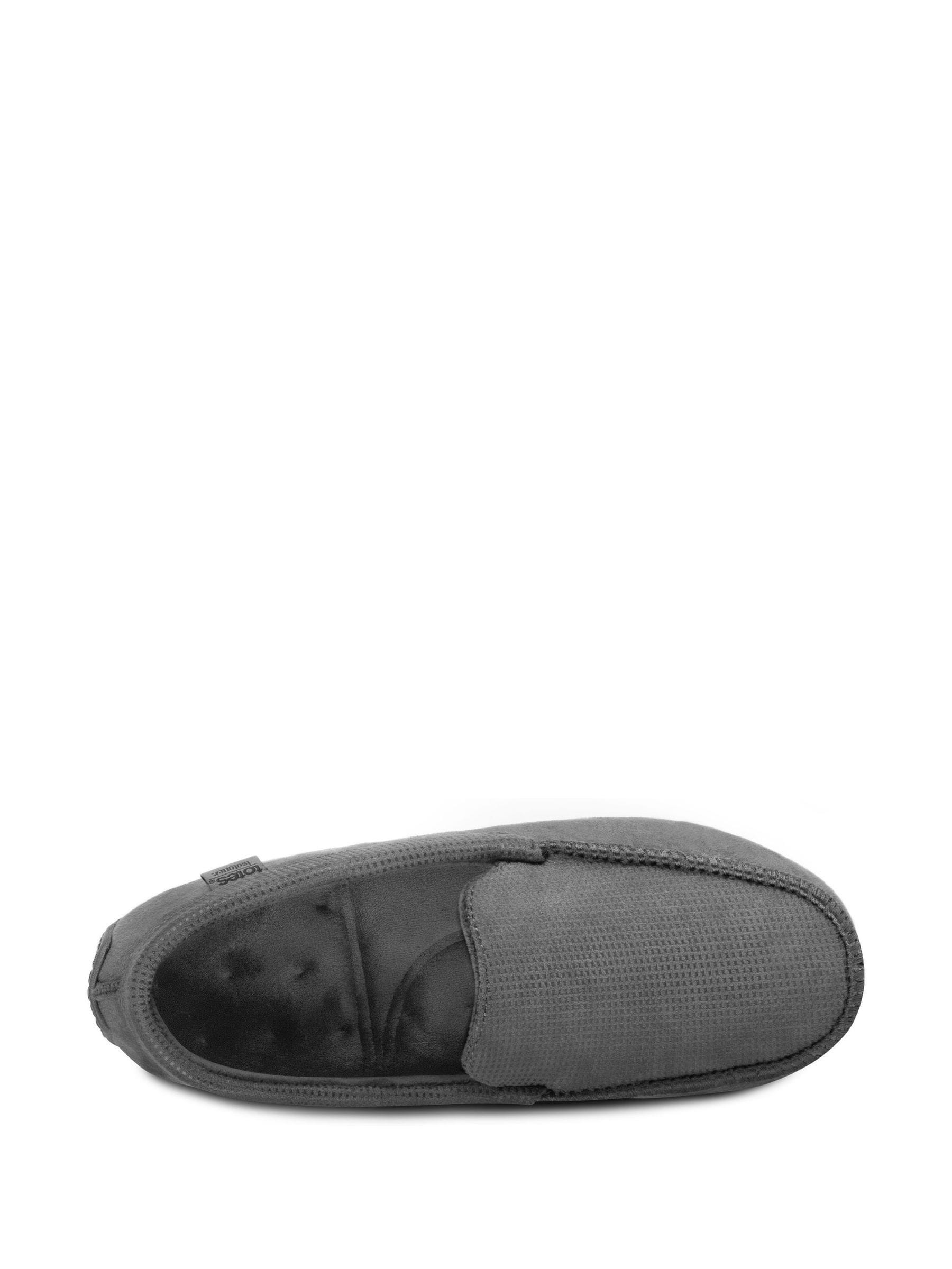 Grijs - Totes - Isotoner - Modieuze moccasinpantoffels met vierkant patroon voor heren