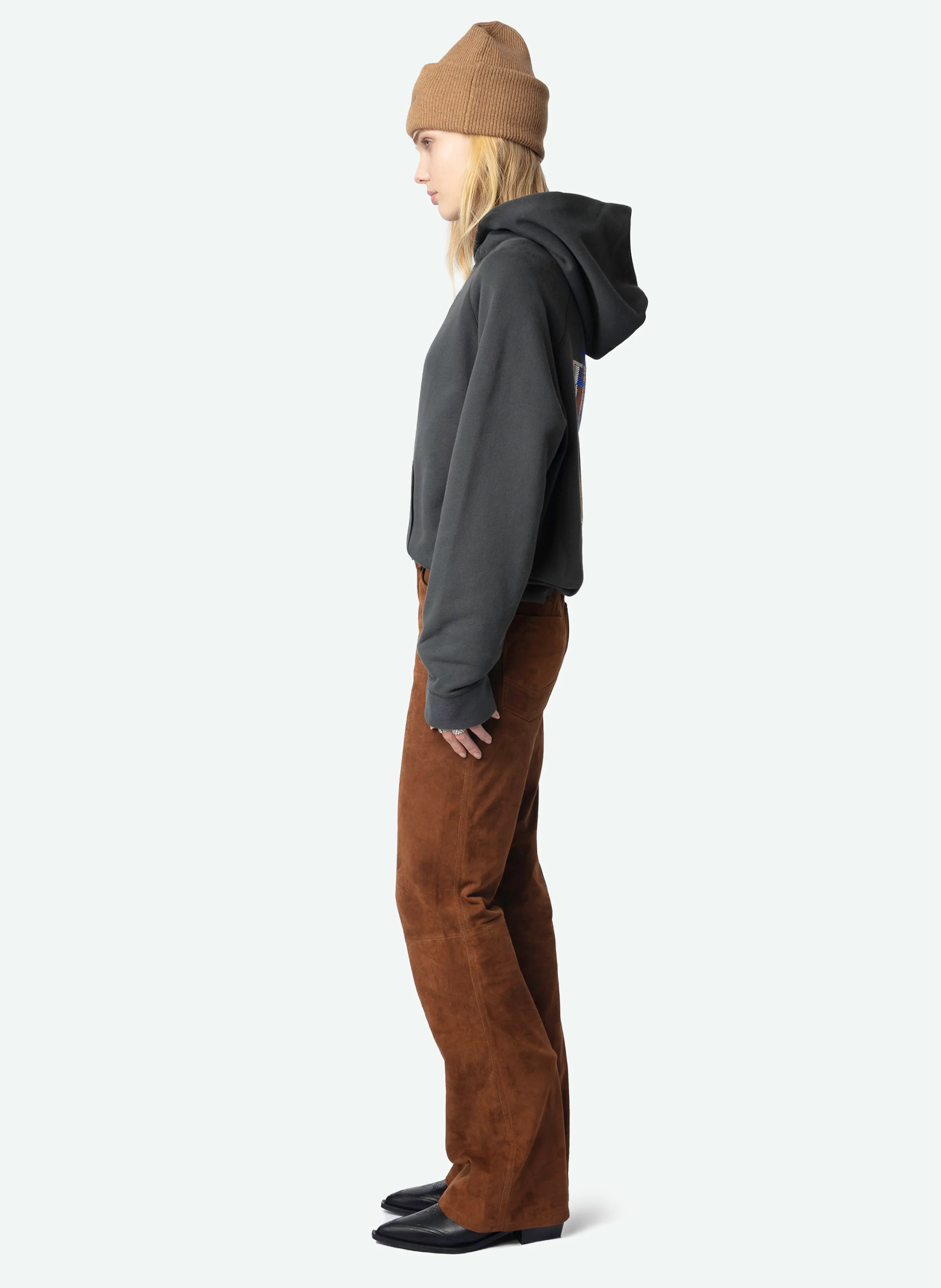 GEORGY - Sweat droit en coton mélangé | Gris