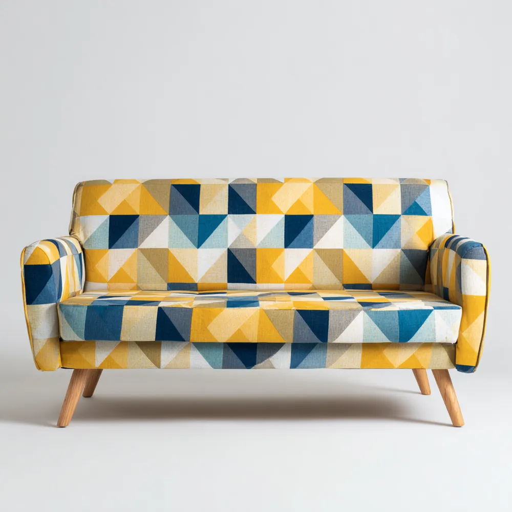 2-Sitzer-Sofa Stoffbezug 150x80x85 cm – Gelb/Blau – Modernes Design