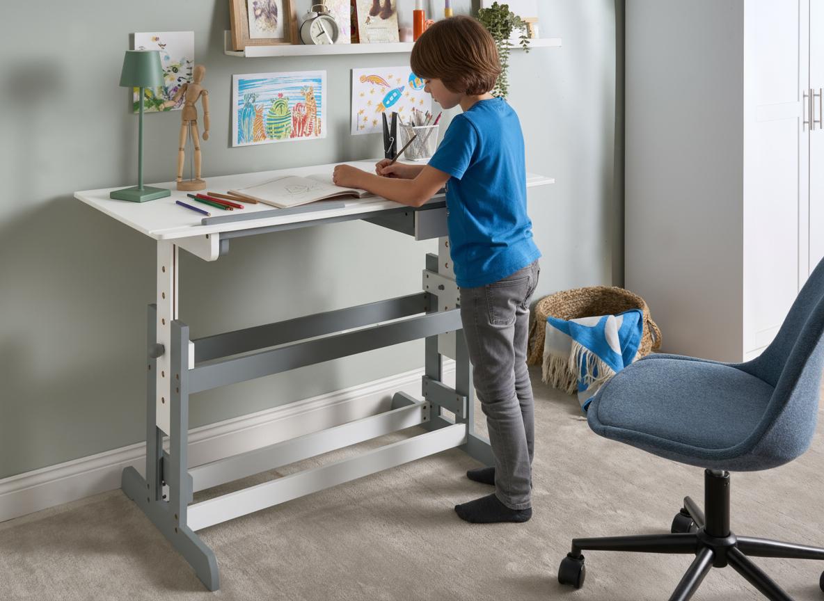 Handmatig verstelbaar sta-bureau NANNUP Wit 110 cm 53 cm