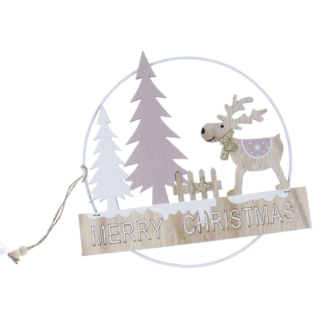 Dekohänger - Merry Christmas - aus Holz und Metall - ca. 21,5 x 0,5 x 20,5/14 cm