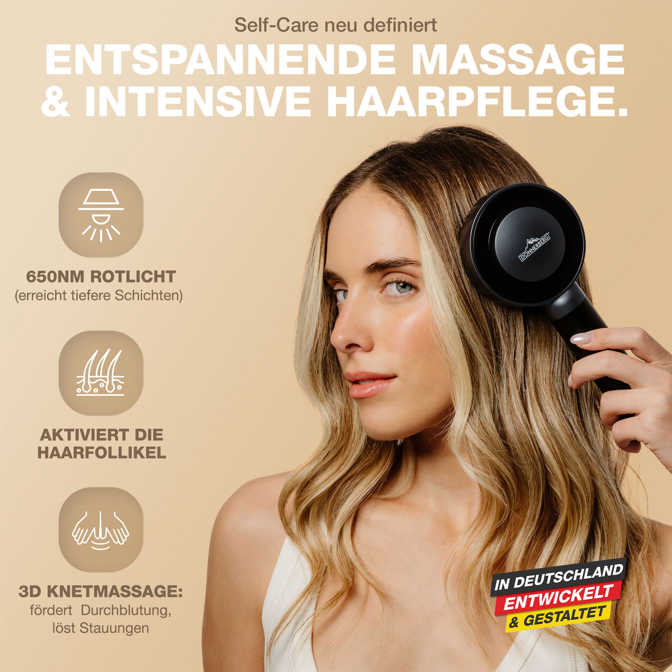 Kopfmassagegerät MIO mit Rotlicht und Ölanwendung