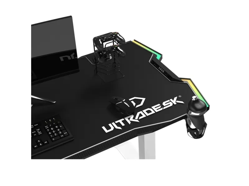Ultradesk Force, Lige, Friform facon, Spil, Sort, Hvid, Rød/grøn/blå, 1660 mm