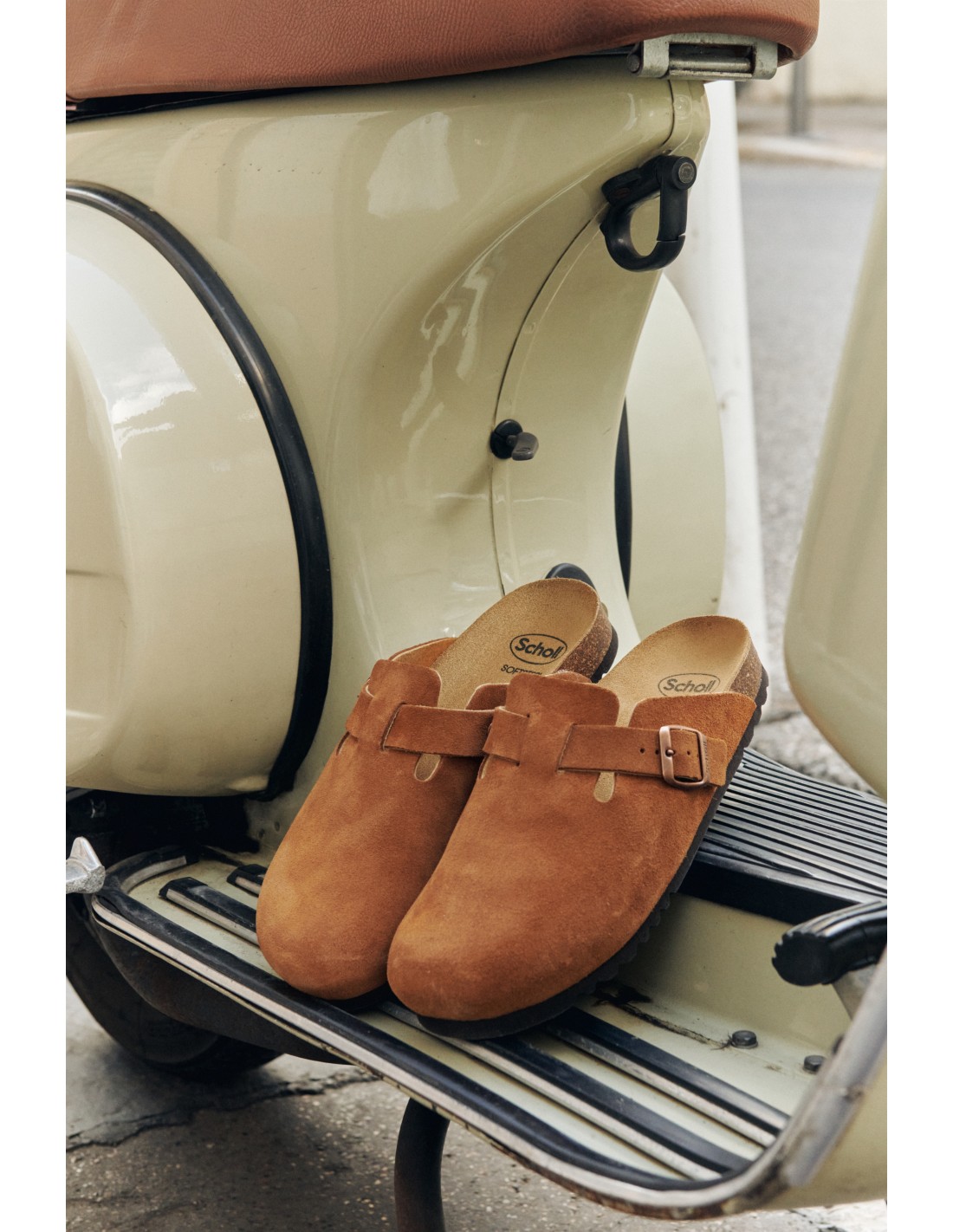 scholl Sabots Femme FAE Daim Marron