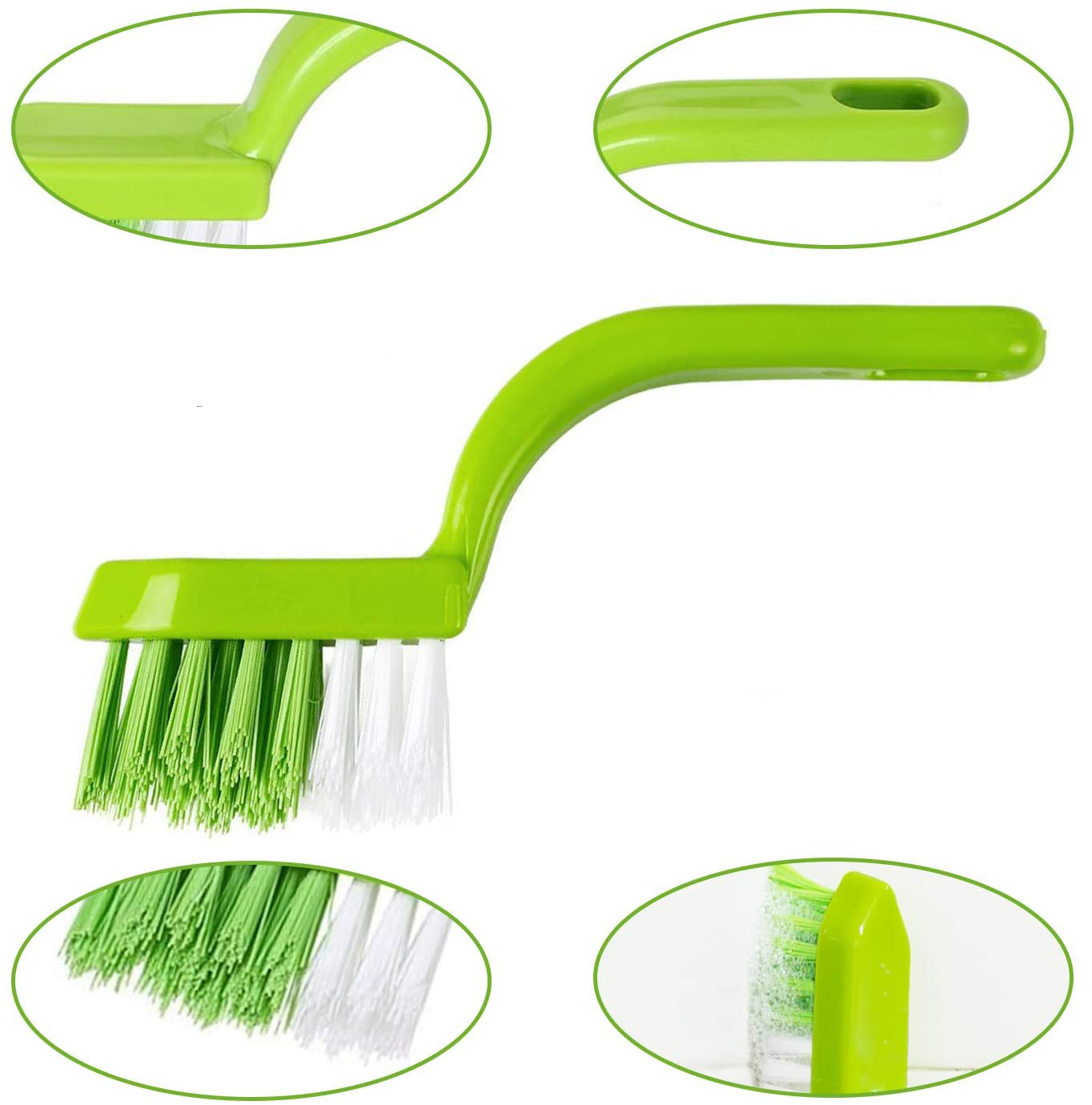 (5er Set) Universal Reinigungs Bürsten mit Nylon Borsten für Fugen / Waschbecken / Fliesen - Grün