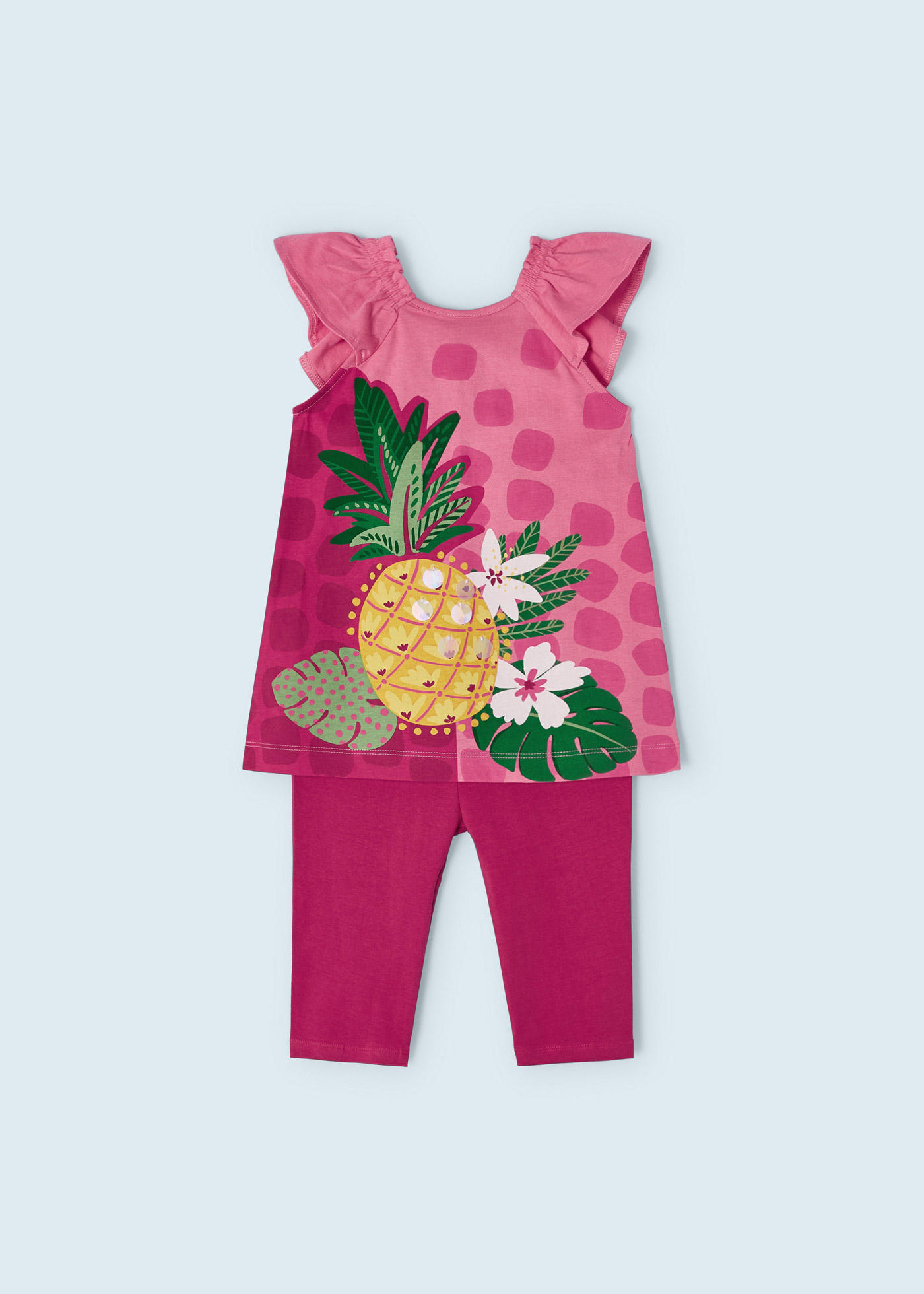 Conjunto de duas peças com calça legging capri de algodão para meninas