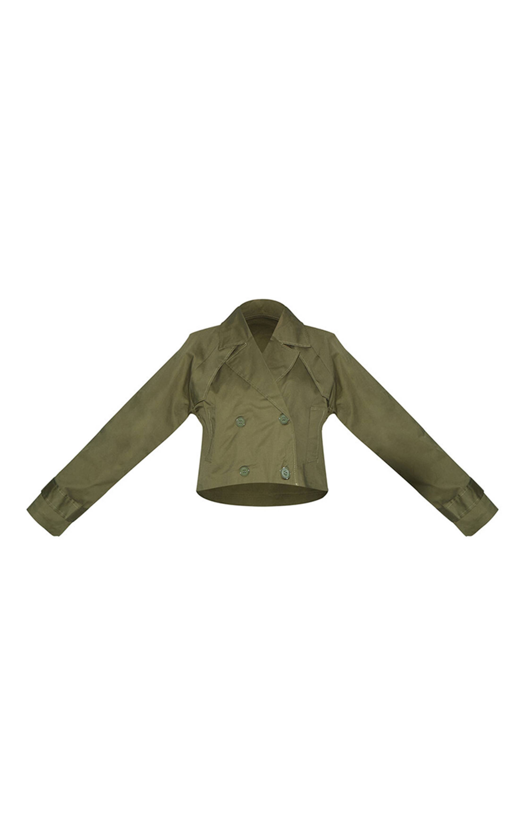 Kaki Trench-coat Court Avec Détail De Patte De Tempête