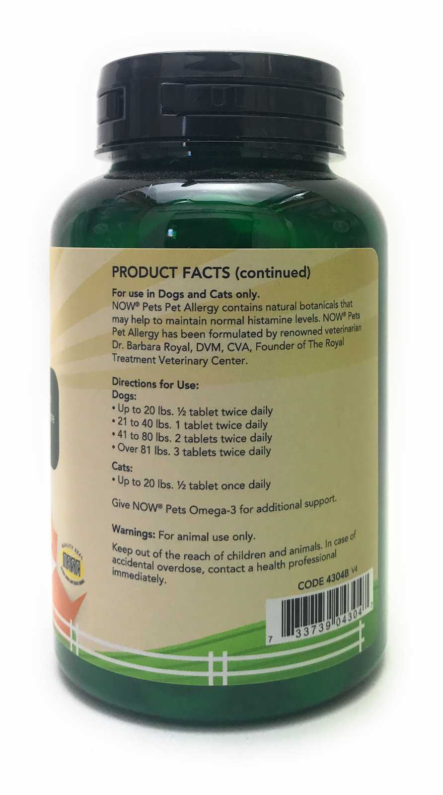 NOW Foods NOW PETS Pet Allergy para Cães e Gatos - 75 Petiscos Mastigáveis