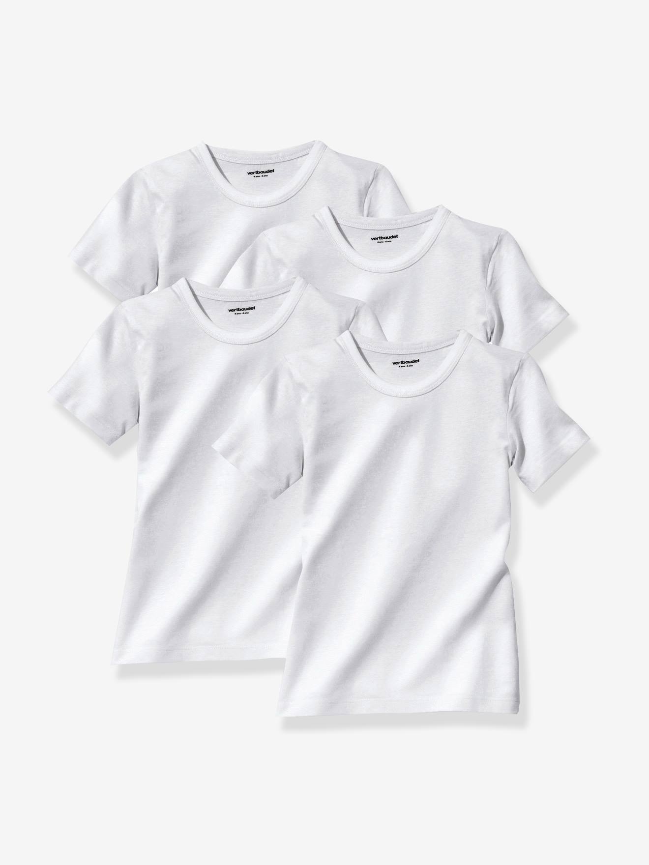 Pacote com 4 camisetas brancas de manga curta para meninos