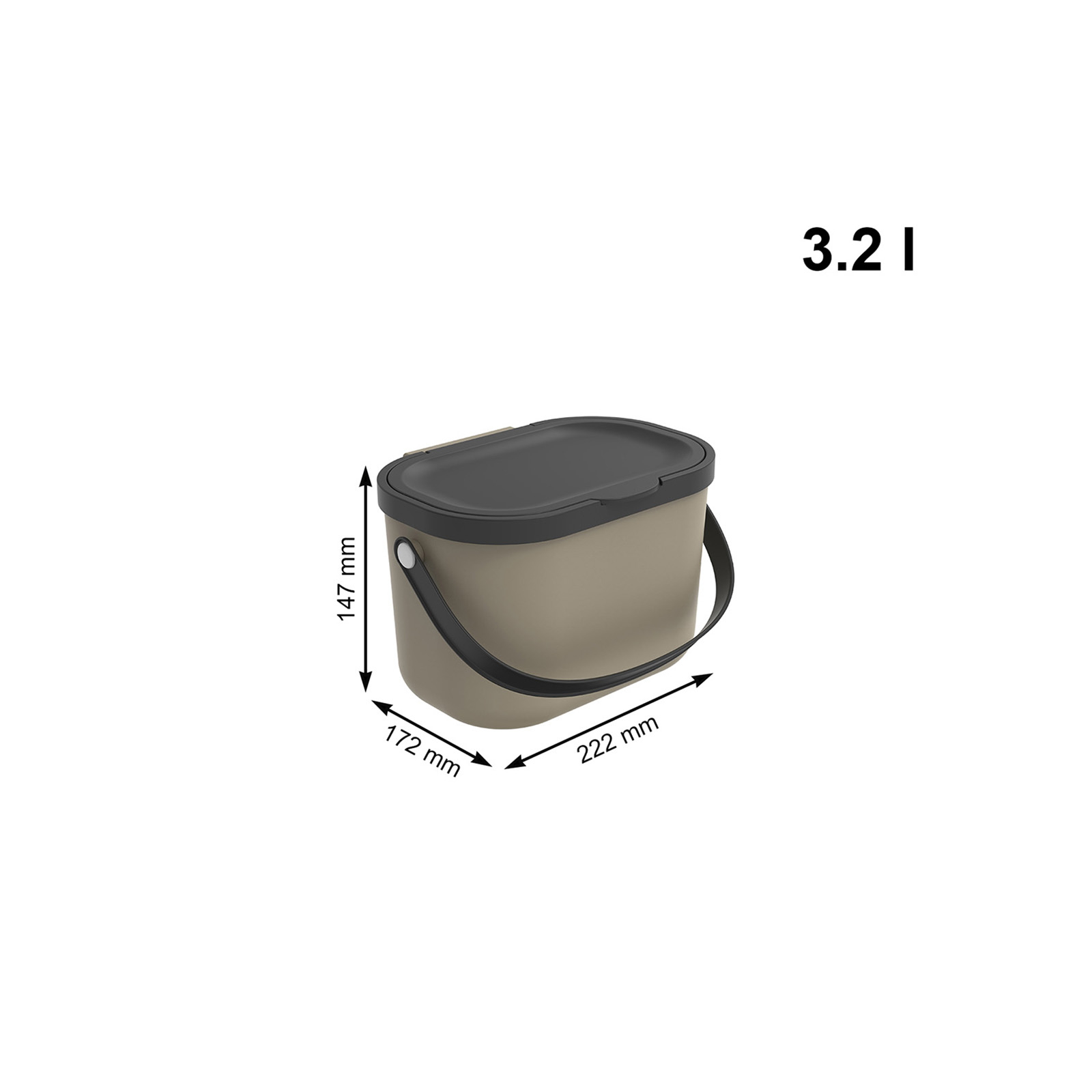 (3.2l) ALBULA Bio Abfall Behälter Küchen Mülleimer (1054607422) - Cappuccino