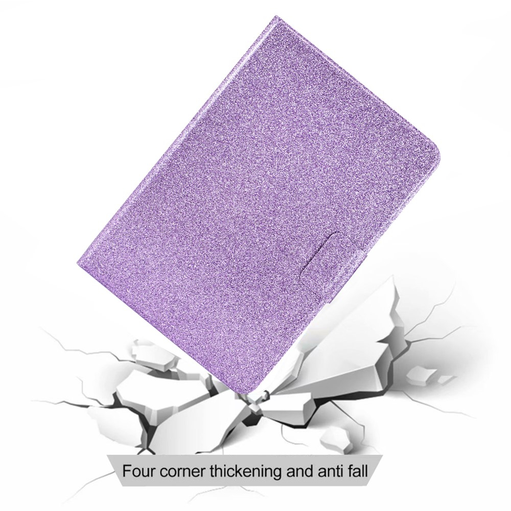 Samsung Galaxy Tab A11 / A9 Leder Tasche Flip Cover mit Glitzer Optik - Lila