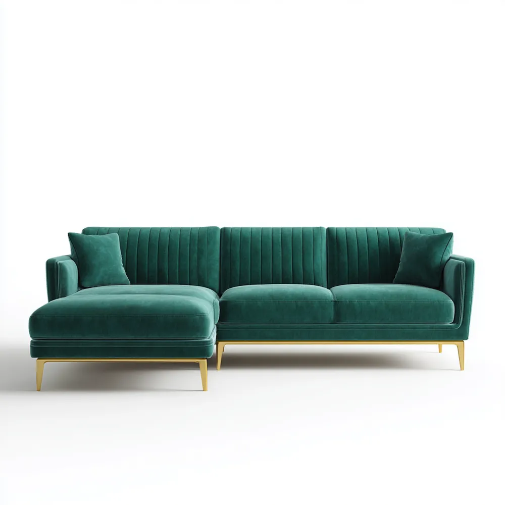 Ecksofa Samt 250x150x85 cm – Dunkelgrün – Modernes Design