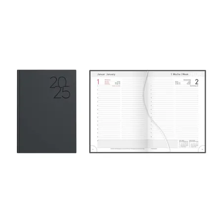 Idena Buchkalender 2025 Premium – DIN A5, FSC® Mix, grau