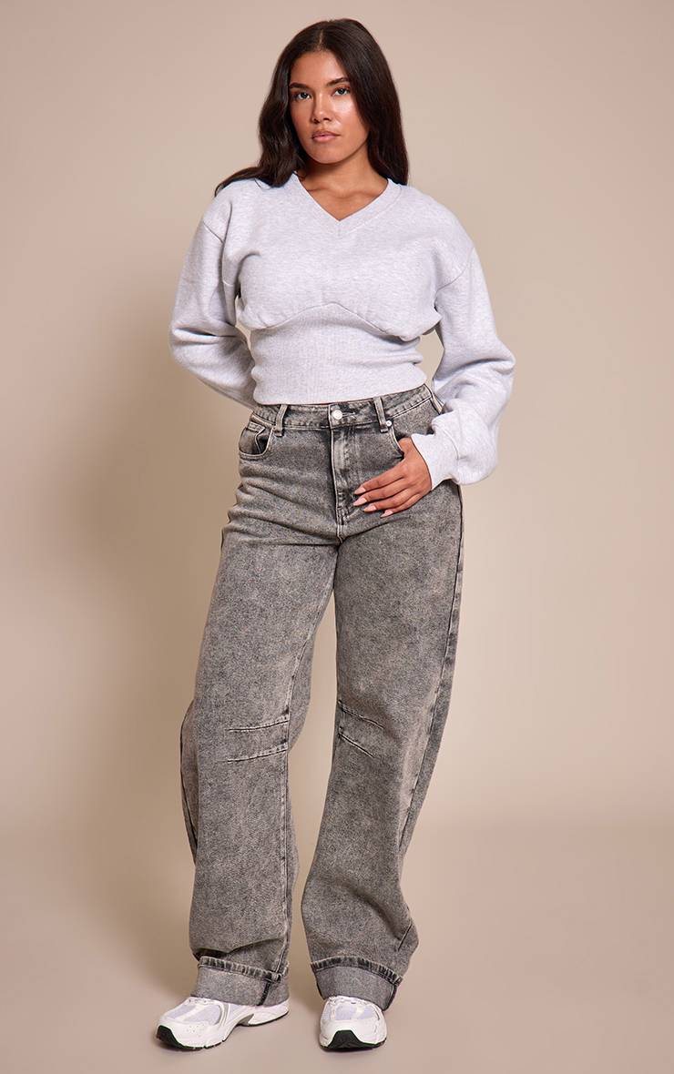 Gris Sweatshirt Shape Col V Taille Cintrée