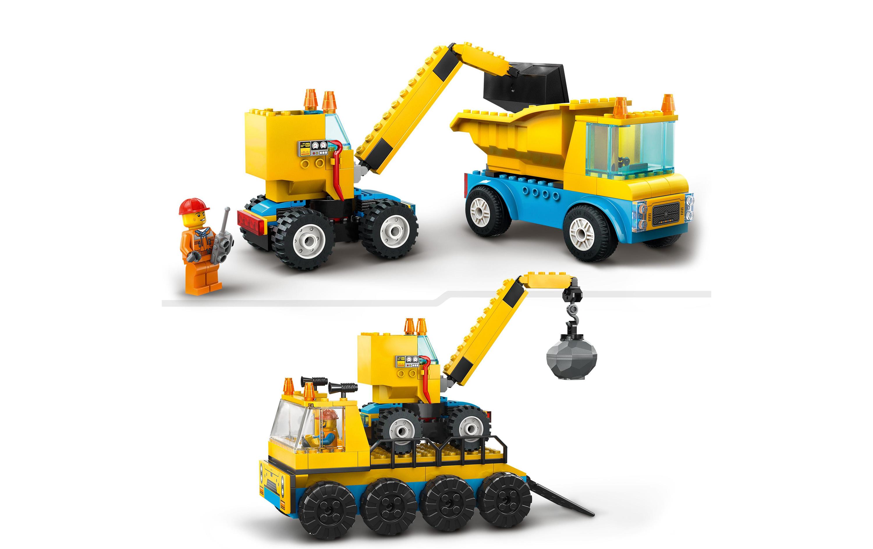 City Baufahrzeuge und Kran mit Abrissbirne 60391Bau- und Spielset
