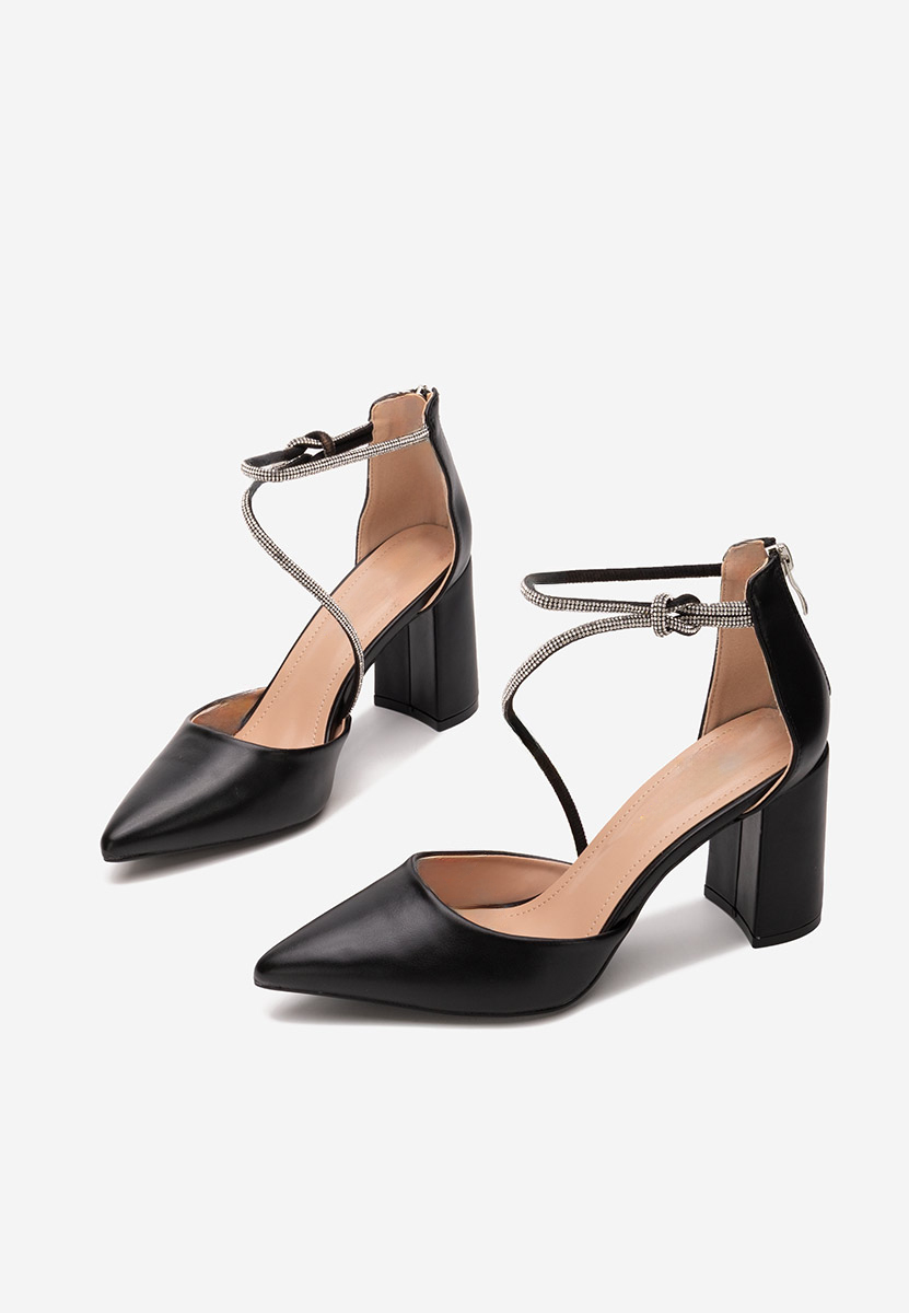 Chaussures élégantes à talon épais noirs Analy