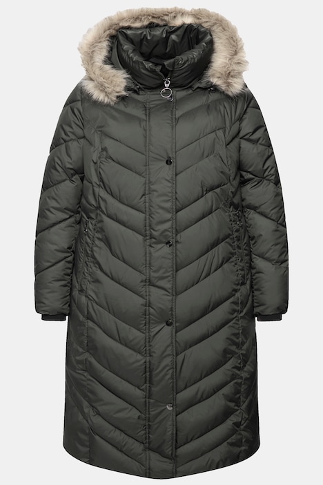 Puffer-Mantel, Kapuze abnehmbar, Stehkragen, Zipptaschen