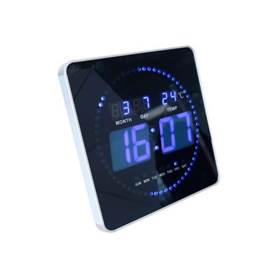 Unilux - Horloge Flo - carrée LED bleue - 28 cm - noir