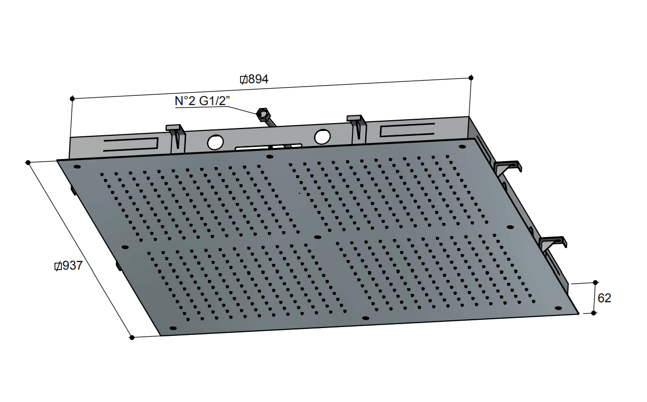 Hotbath Mate M204 inbouw hoofddouche vierkant 90cm chroom