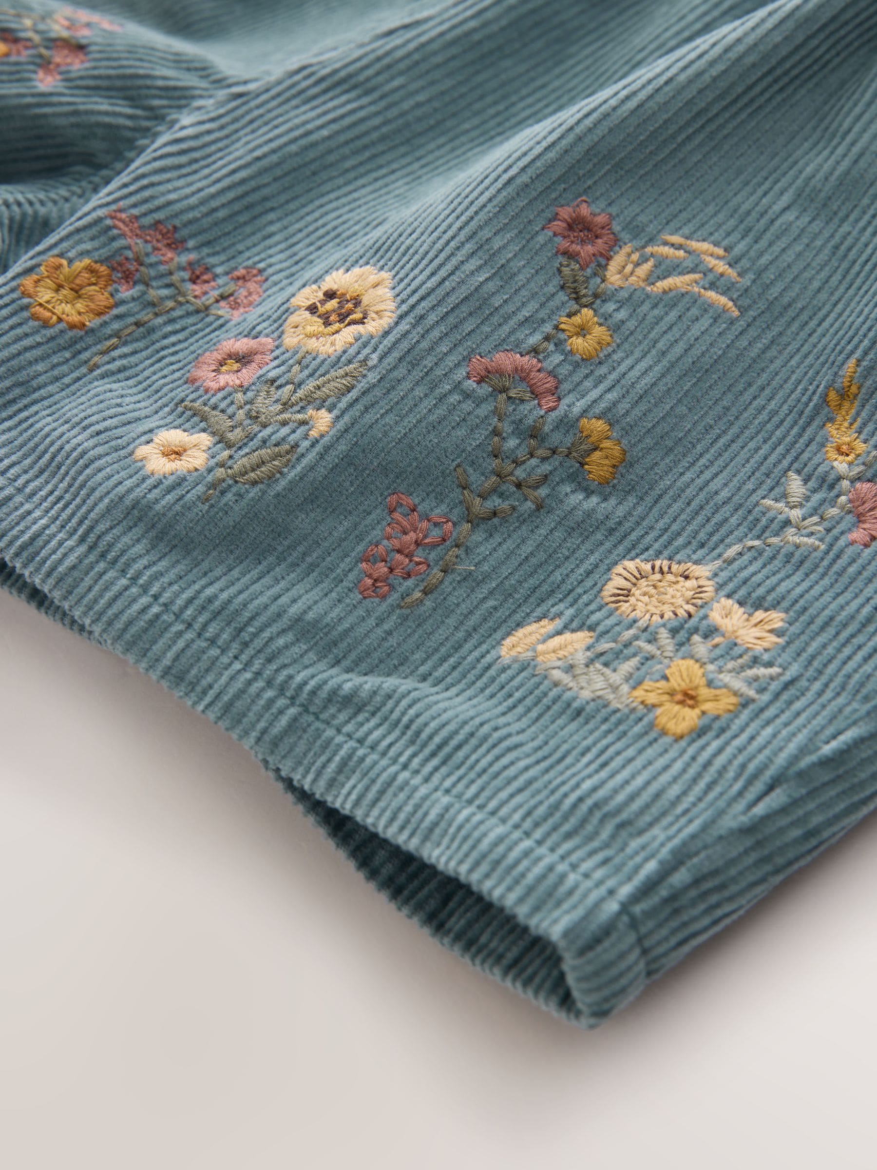 Marineblauw - Floral Embroidered Shorts with Tights (3mths-7yrs)