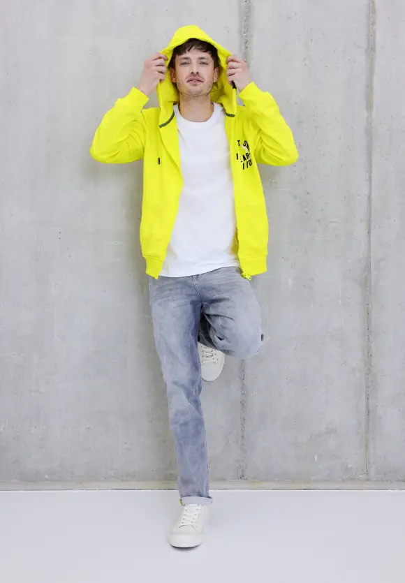 Sweatjacke mit Kapuze - lemon yellow