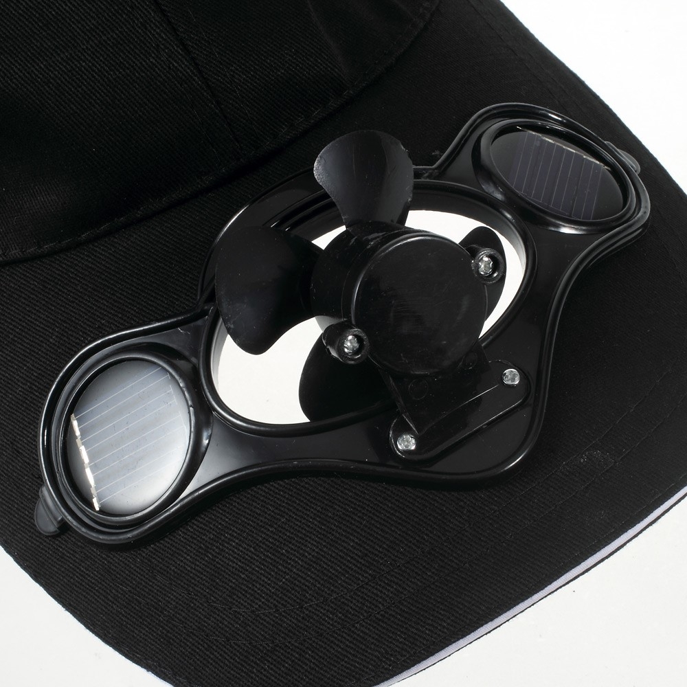 Solar Baseball Cap Mütze mit integriertem Mini-Ventilator - Schwarz